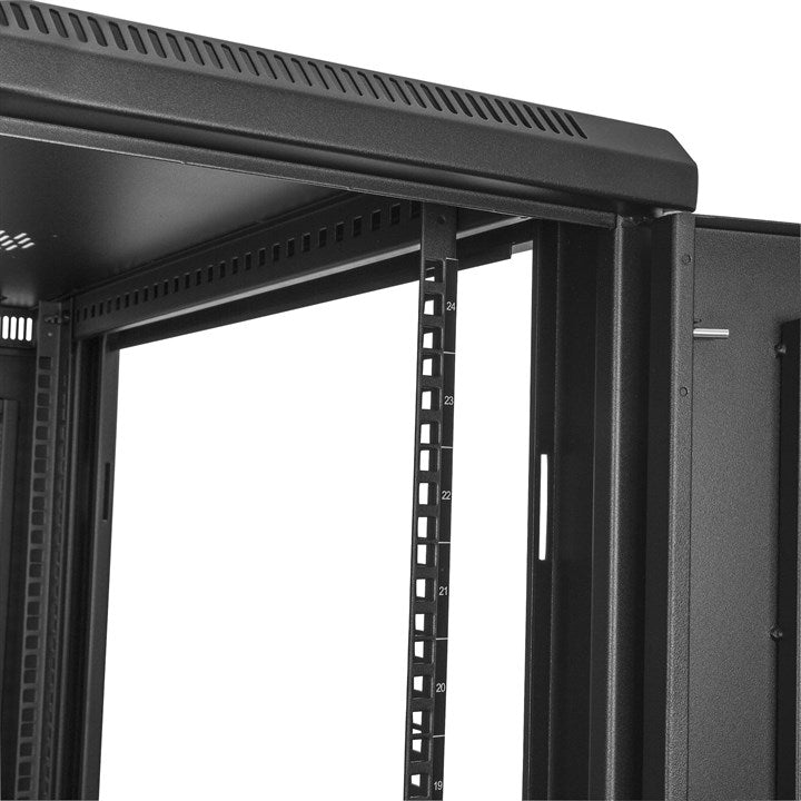 StarTech.com 4-Post 24U Server Rack Cabinet, Lockable 19 Data Rack Cabinet for Computer / AV / IT Equipment, Office / Home Network Rack with Casters & Adjustable Mounting Rails