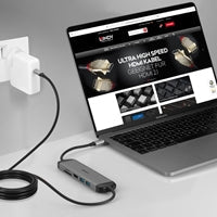 Lindy DST-Micro 140 Laptop Docking Station with USB-C, 1x 4K HDMI and Pass-Through Charging