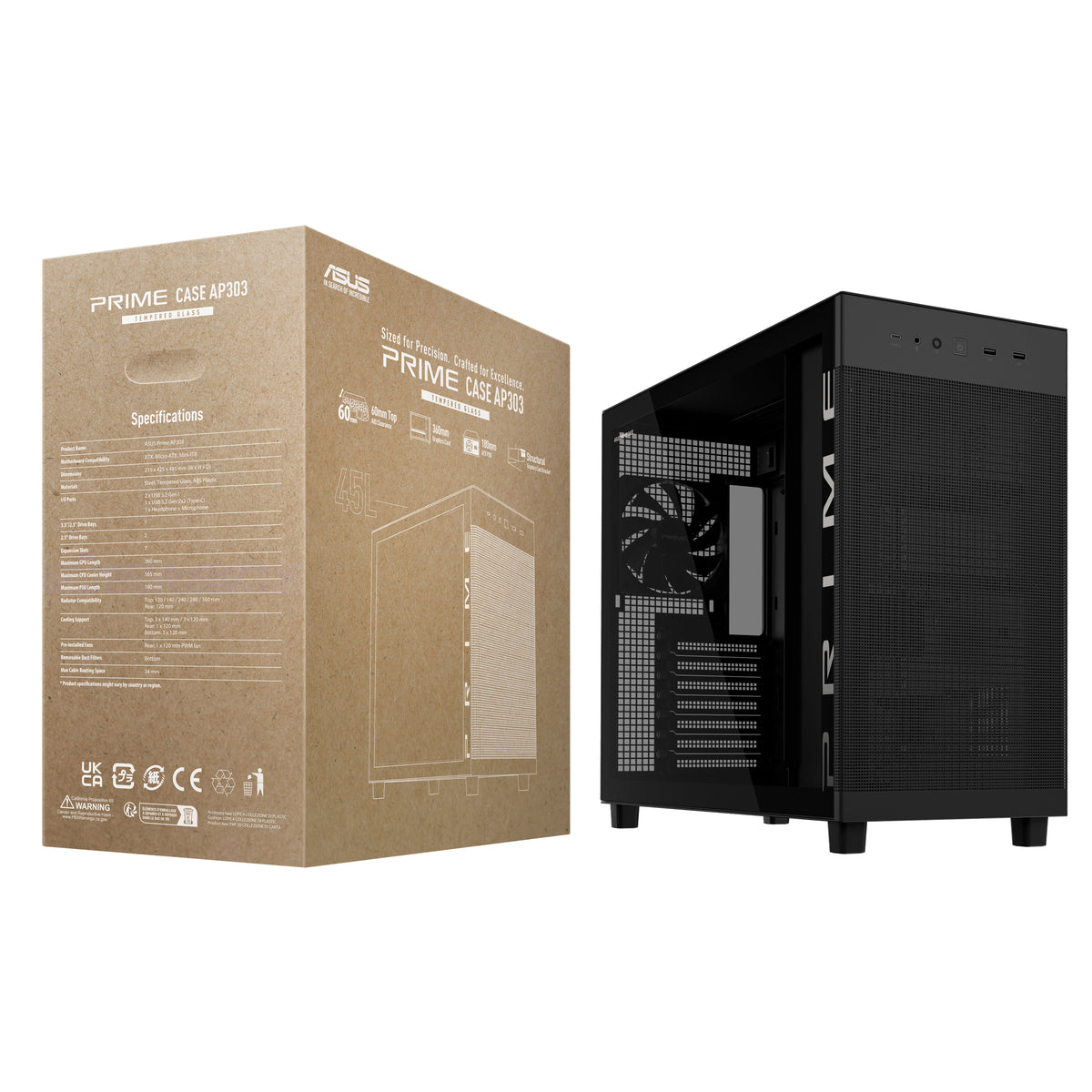 ASUS PRIME AP303 TG Black Midi Tower