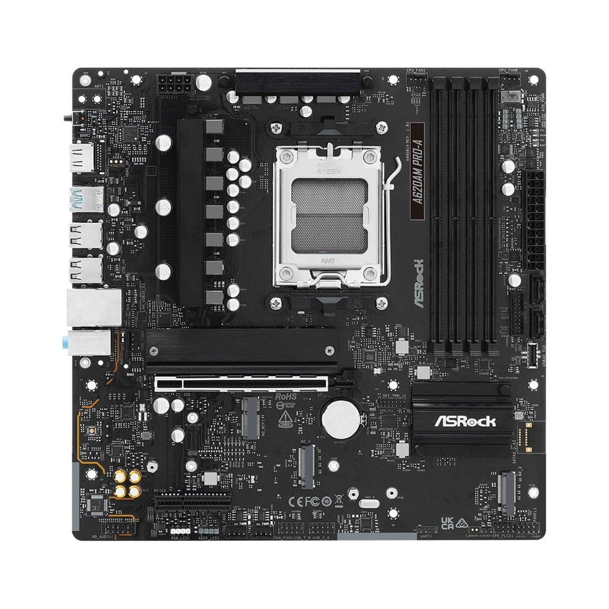 ASRock A620AM PRO-A AMD Socket AM5 Motherboard, 4x DDR5 Slots, 3x M.2 Socket, 2.5GbE LAN, 1x HDMI Port