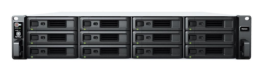 Synology 72TB, 2U, AMD Ryzen V1780B, 8GB DDR4 ECC UDIMM, 12x 2.5"/3.5" SATA, RJ-45, USB 3.2 Gen1