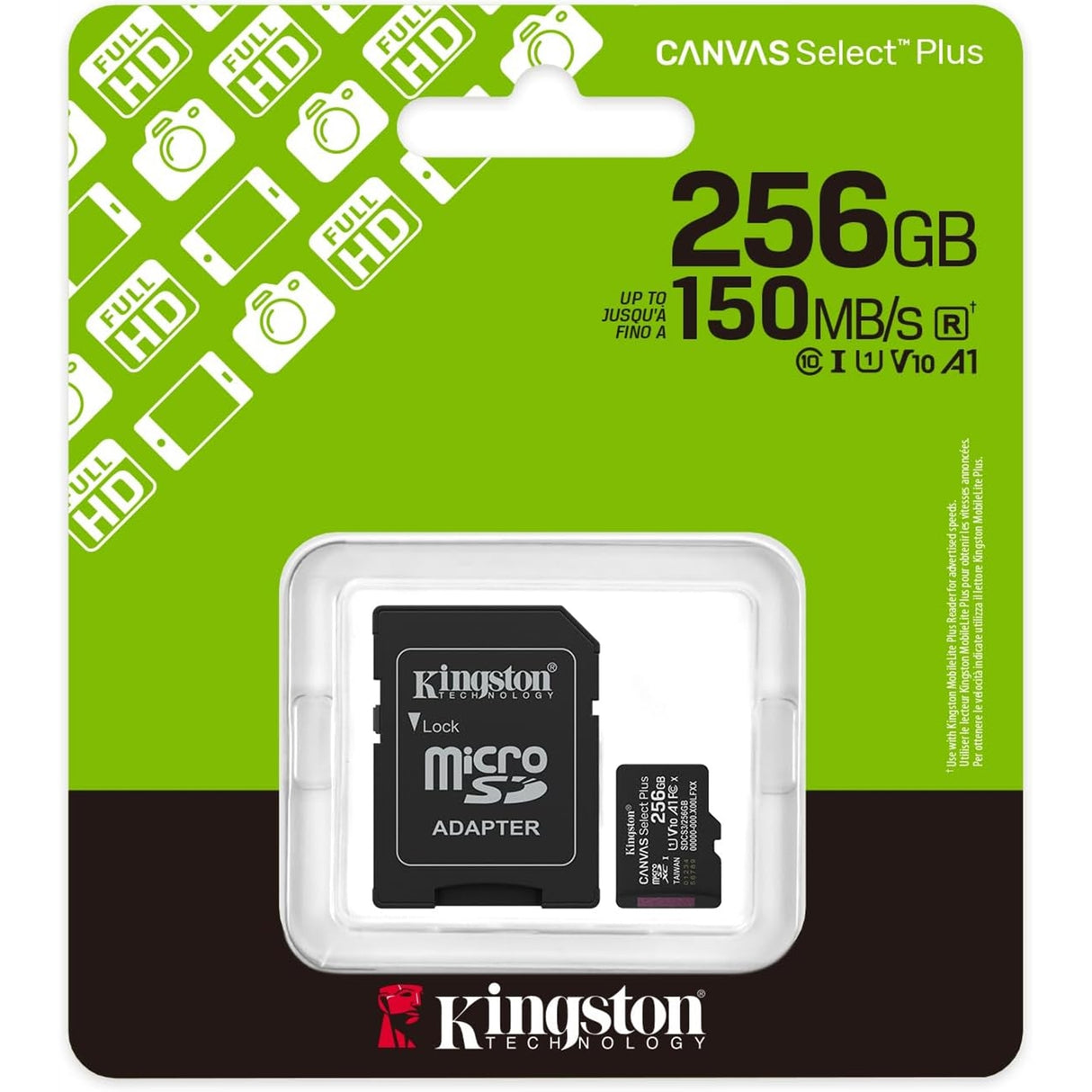 Kingston Canvas Select Plus 256GB Micro SD Claad 10 UHS-I Flash Card, Lifetime Warranty