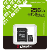 Kingston Canvas Select Plus 256GB Micro SD Claad 10 UHS-I Flash Card, Lifetime Warranty