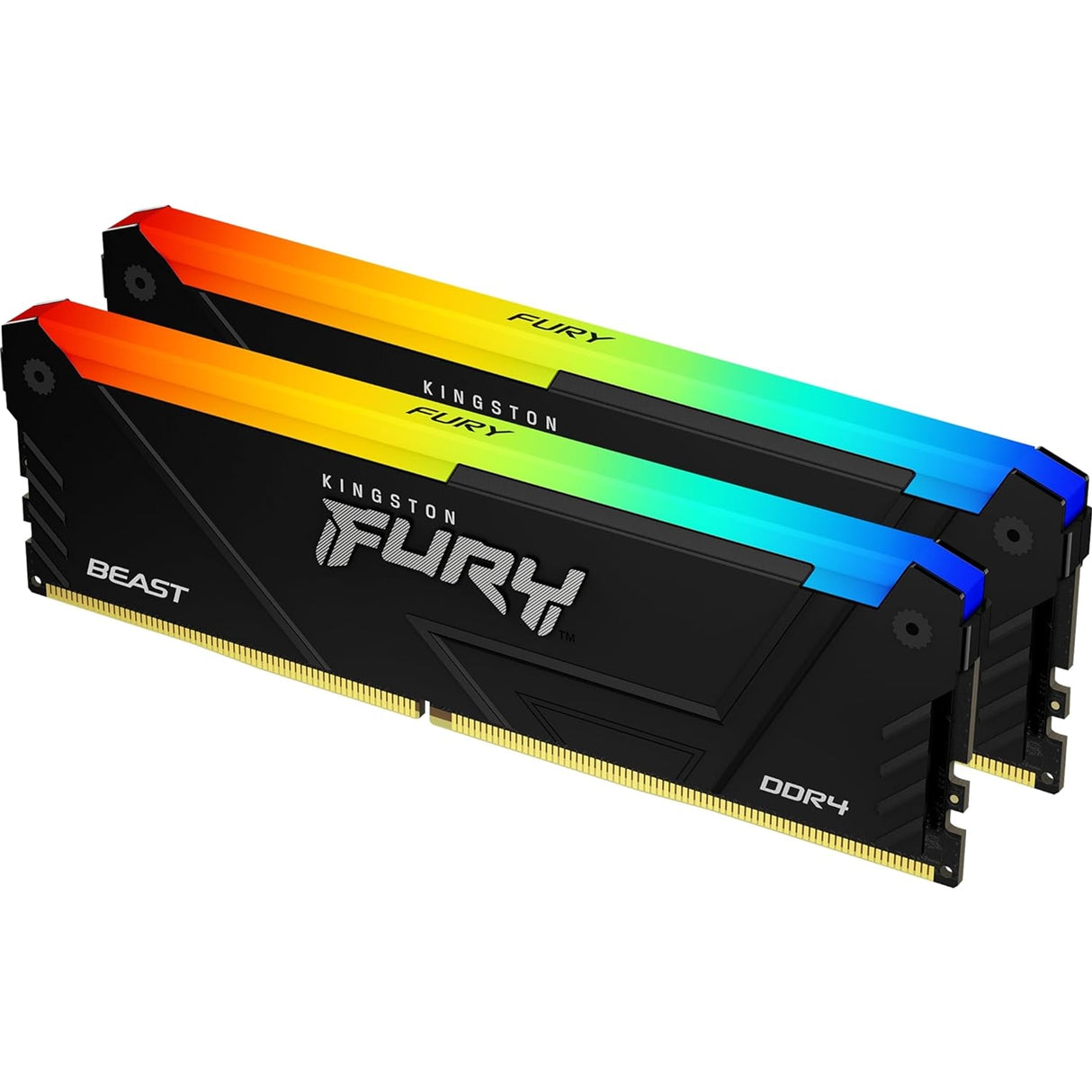 Kingston FURY Beast KF436C17BB2AK2/16 16GB (2x 8GB) DIMM System Memory, 3600MHz, DDR4, CL17, Black, RGB, Intel XMP