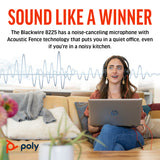 HP Poly Blackwire 8225 Stereo Microsoft Teams Certified USB-C Headset +USB-C/A Adapter