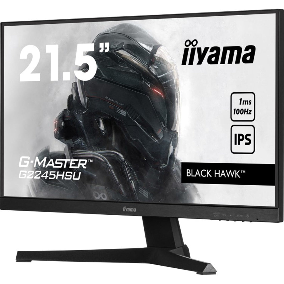 iiyama G-MASTER G2245HSU-B2 22 inch IPS Gaming Monitor, Full HD, 1ms, HDMI, DisplayPort, USB Hub, Freesync, 100Hz, Speakers, Black, Internal PSU, VESA